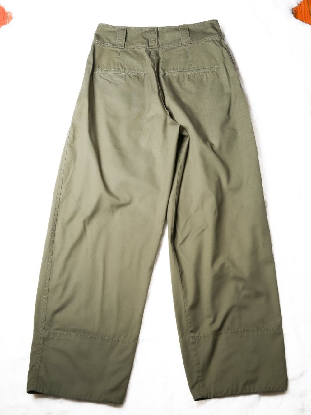 REBECCA TAYLOR Olive Green High-Waist Barrel Leg Cotton Twill Pants Size 4 - Picture 5 of 10